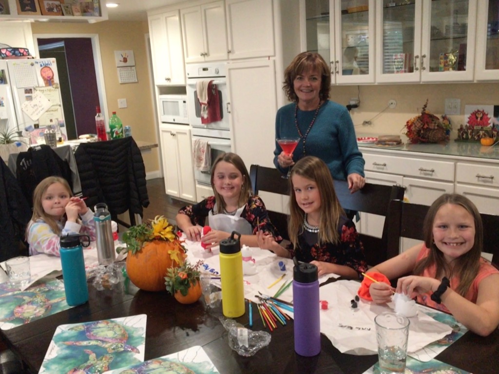Painting ceramics with the granddaughters!